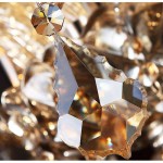 (8 Lengan) Lampu Chandelier Kristal K9 Asli, Daun Maple Champagne